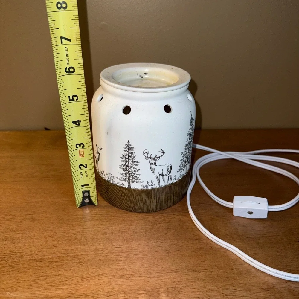 Rustic Deer Woodland Electric Wax Melt Warmer Lodge Cabin Decor SC-8 White Brown